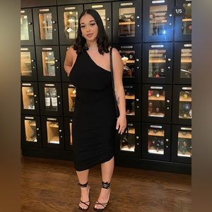 My man and me ruched midi dress